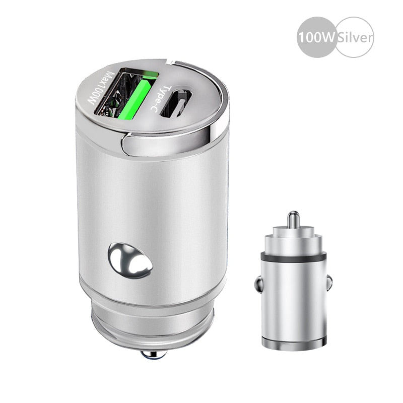 100W mini car charger, fast charging lighter for phone