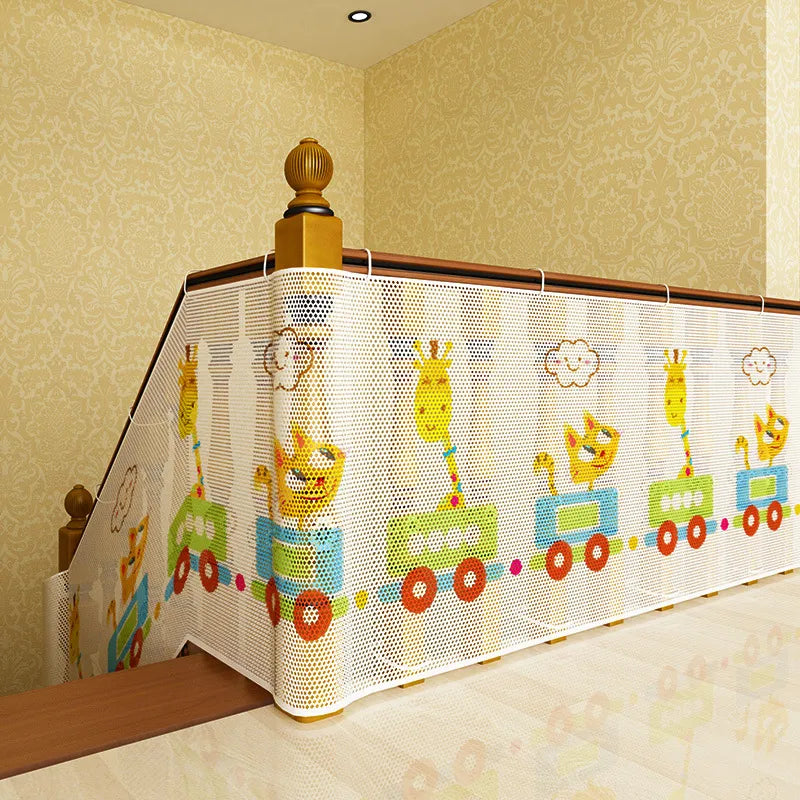 Durable Baby Safety Barrier Stair Fence Child Safety Barrier Cartoon Stair Children Protection Net Balcony Baby Safety Barrier