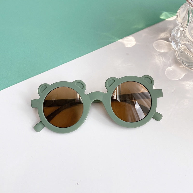 2022 Boy Girl Cute Cartoon Bear Shape Fashion Round Sunglasses Children Vintage Sunglasses UV Protection Classic Kids Eyewear