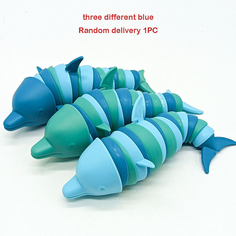 Toys Stress Reliever Fidget Toys Kids Adults Funny Buckle Slug Dolphin Shark Anxiety Antistress Squishy Toy Keychain Accessories