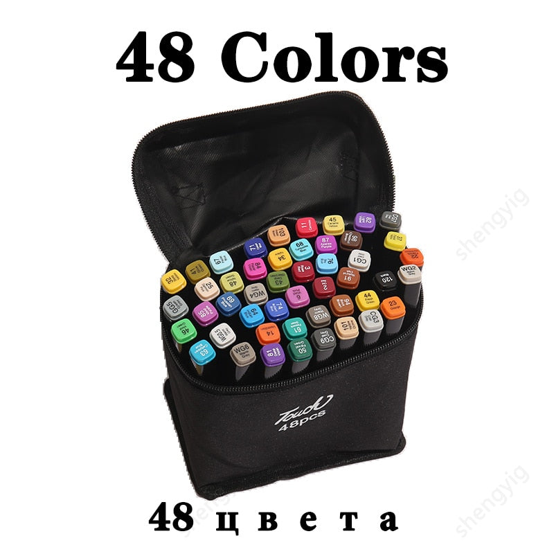 30/60/80/168 Colour Double Headed Oily Marker Set Sketch Drawing Graffiti Art Markers for Student School Supplies Stationery