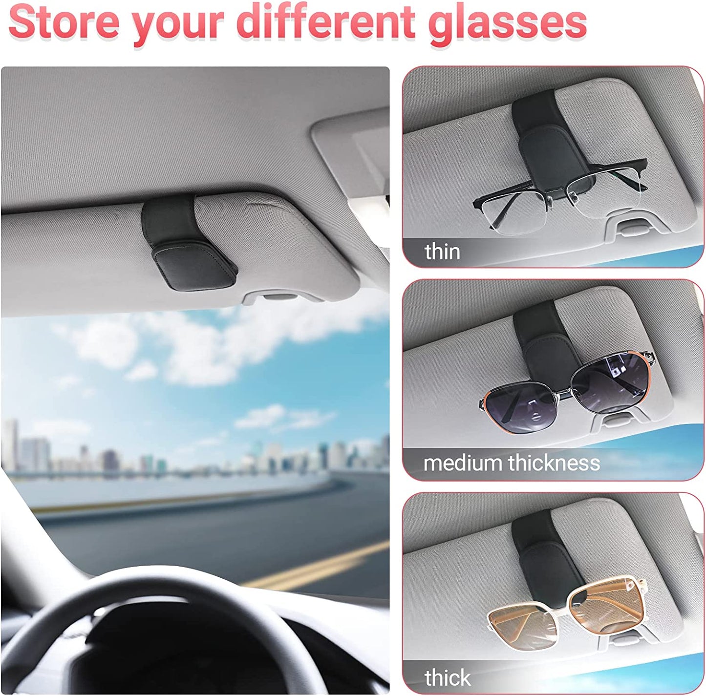 Universal Car Auto Sun Visor Glasses Box Sunglasses Clip Card Ticket Holder Stand Fastener Pen Case Eyeglasses Car Accessories