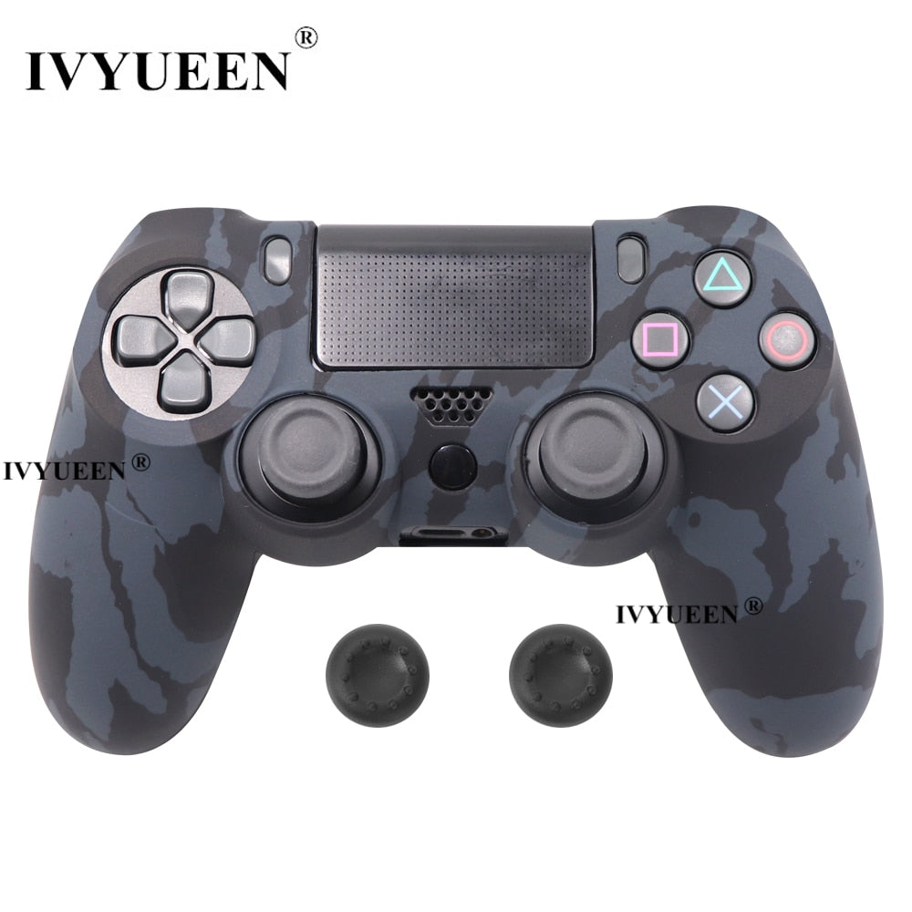 IVYUEEN 19 Colors Silicone Camo Protective Skin Case for Sony Dualshock 4 PS4 DS4 Pro Slim Controller Thumb Grips Joystick Caps