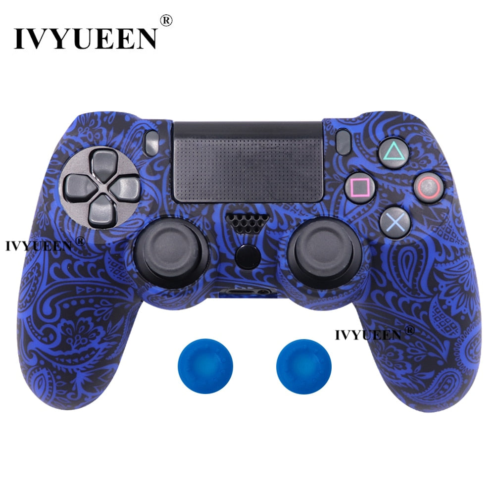 IVYUEEN 19 Colors Silicone Camo Protective Skin Case for Sony Dualshock 4 PS4 DS4 Pro Slim Controller Thumb Grips Joystick Caps