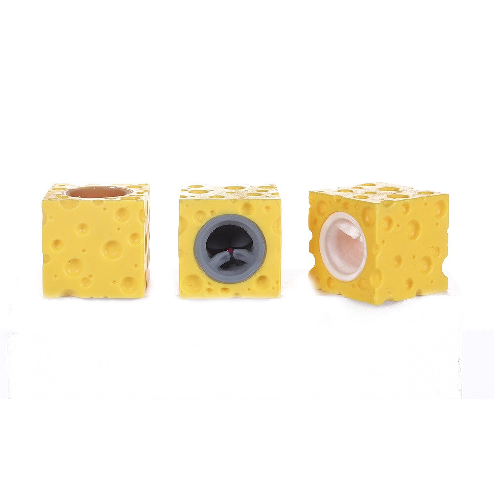 Funny Mouse toy Cheese Block Squeeze Anti Stress Toy Hide and Seek Figures Stress Relief Fidget Toys Kids Adult Xmas Gifts