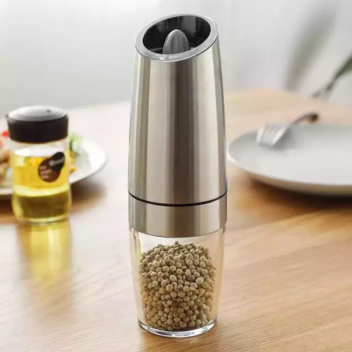 Electric Gravity Salt And Pepper Grinder Mill Set With Blue Light And Stand Spice Jar Spice Pepper Mills Grinder Kitchen