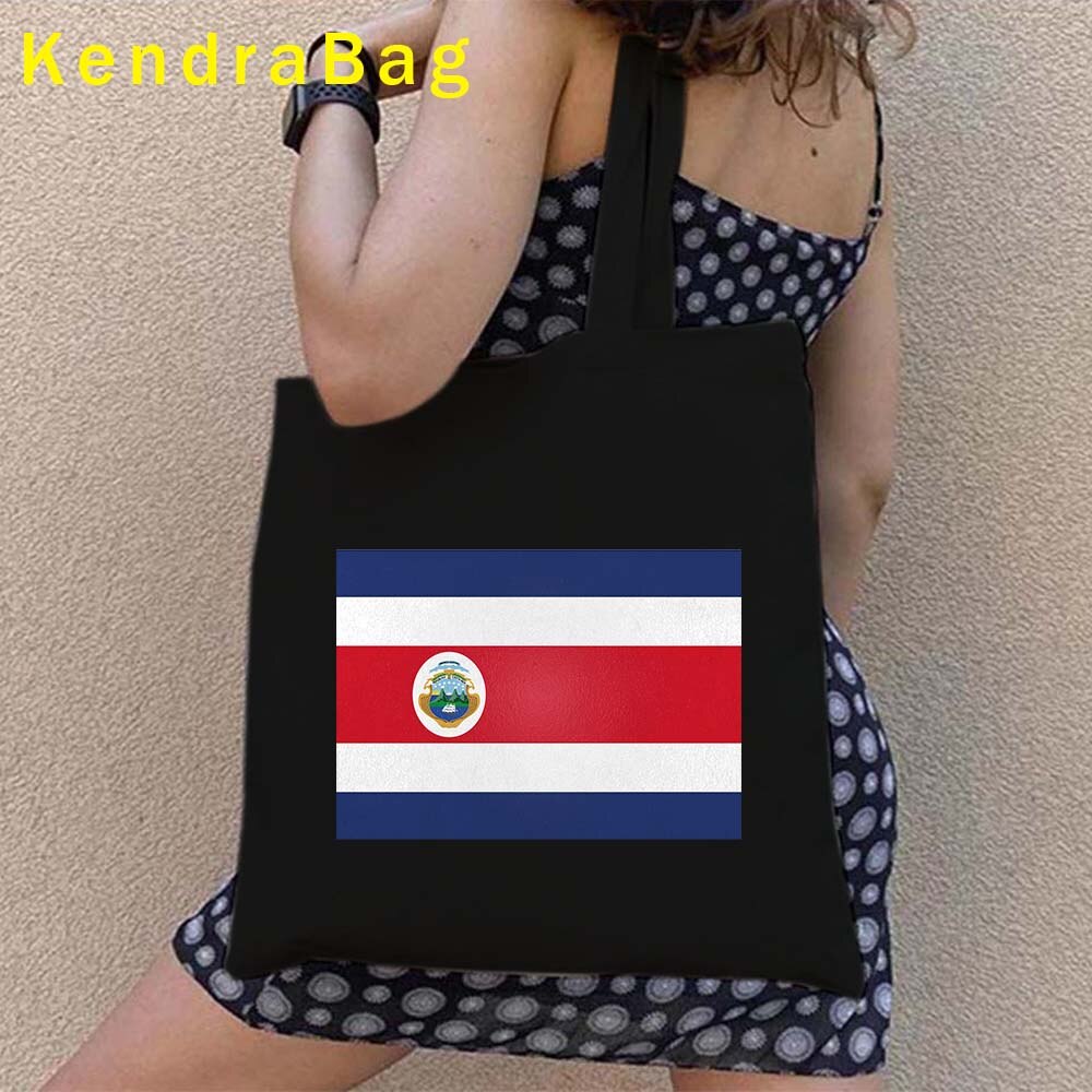 Vintage Arms of Costa Rica Country Map Flag San Jose Girl Soccer Gift Sunset Love Heart Shopper Canvas Tote Bag Shopping Handbag