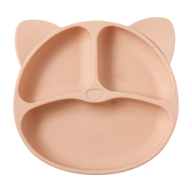 Children's Dishes Baby Silicone Sucker Bowl Baby Bear Face Plate Tableware Set Smile Face Baby Tableware Set Retro Kids Plate