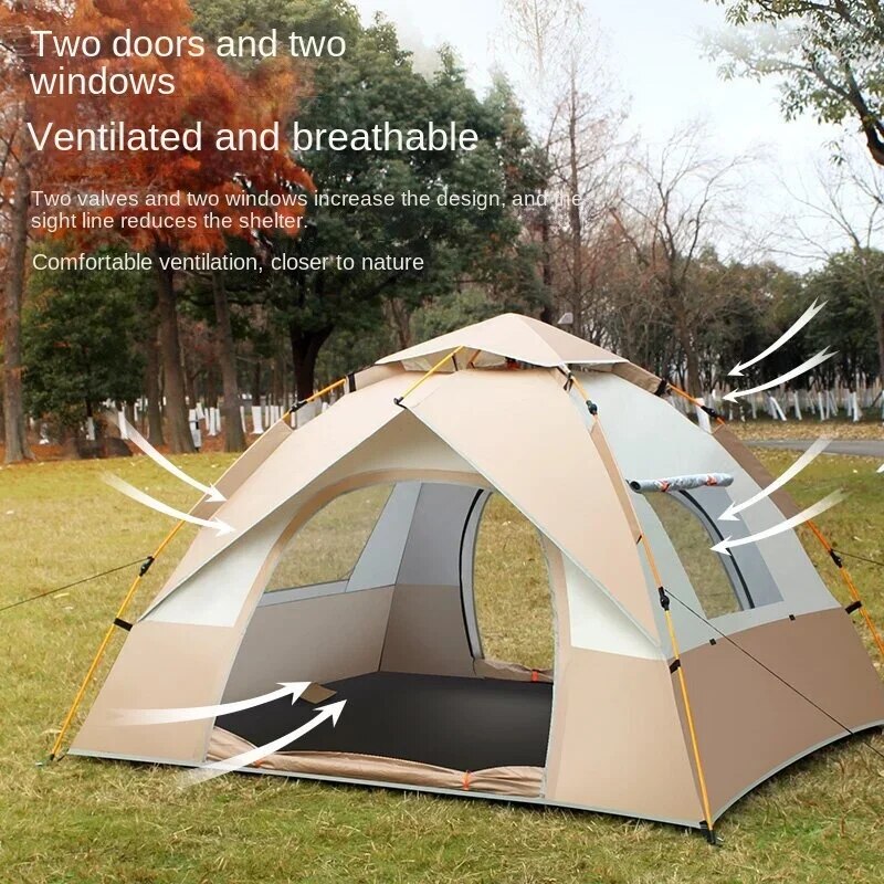 3-4 Person Outdoor Folding Tent Quick Automati Opening Tent Self-driving Wild Camping Tent Waterproof Sunscreen Portable Tent