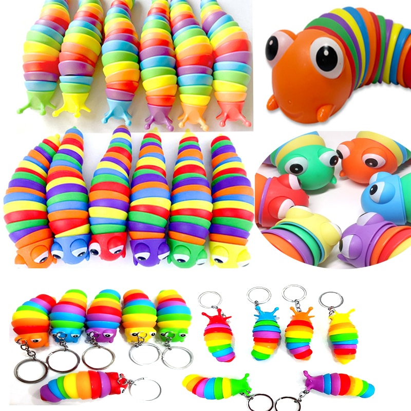 Toys Stress Reliever Fidget Toys Kids Adults Funny Buckle Slug Dolphin Shark Anxiety Antistress Squishy Toy Keychain Accessories