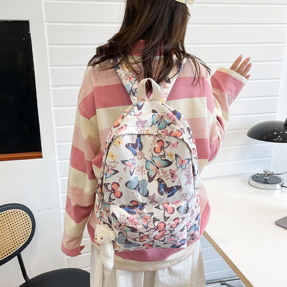 Women Backpack Graffiti Butterfly Cow Printing Backpacks Travel Rucksacks Casual Ladies Large Capacity Student School Bags