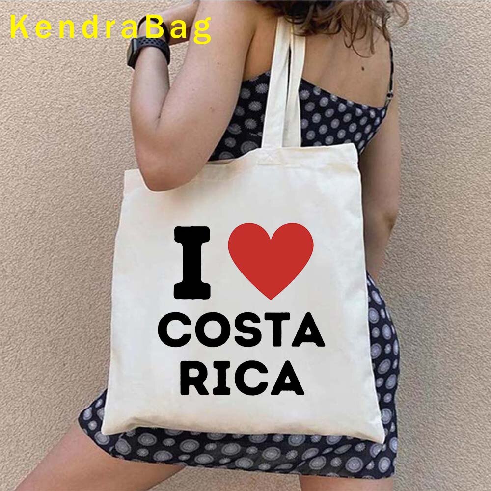 Vintage Arms of Costa Rica Country Map Flag San Jose Girl Soccer Gift Sunset Love Heart Shopper Canvas Tote Bag Shopping Handbag