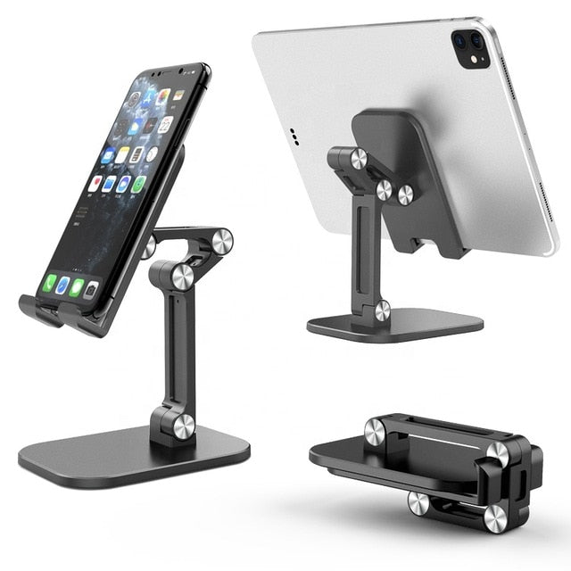 Three Sections Foldable Desk Mobile Phone Holder For iPhone iPad Tablet Flexible Table Desktop Adjustable Cell Smartphone Stand