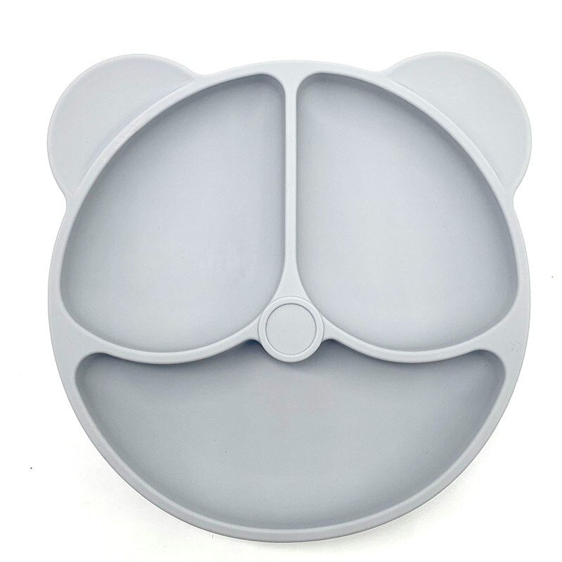 Children's Dishes Baby Silicone Sucker Bowl Baby Bear Face Plate Tableware Set Smile Face Baby Tableware Set Retro Kids Plate