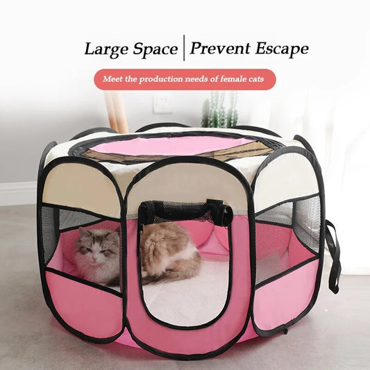 Portable Folding Pet Tent Dog House Octagonal Cage For Cat Tent Playpen Puppy Kennel Easy Operation Fence Outdoor Big Dogs House