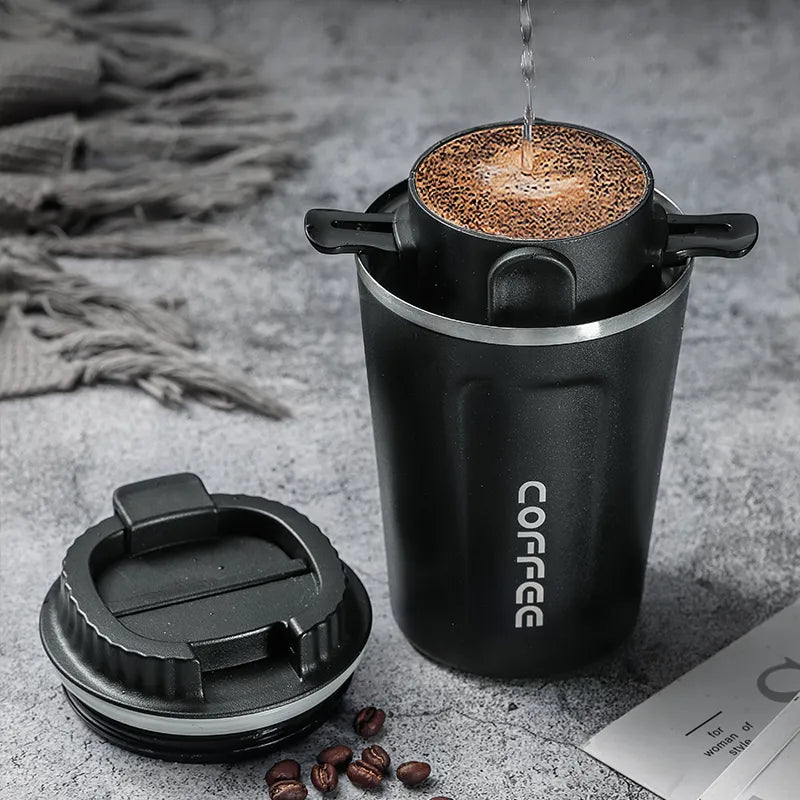 304 Stainless Steel Portable Coffee Filter Drip Coffee Tea Holder Reusable Mug Coffee Dripper Tea Cup Set Coffee Pot Coffeeware