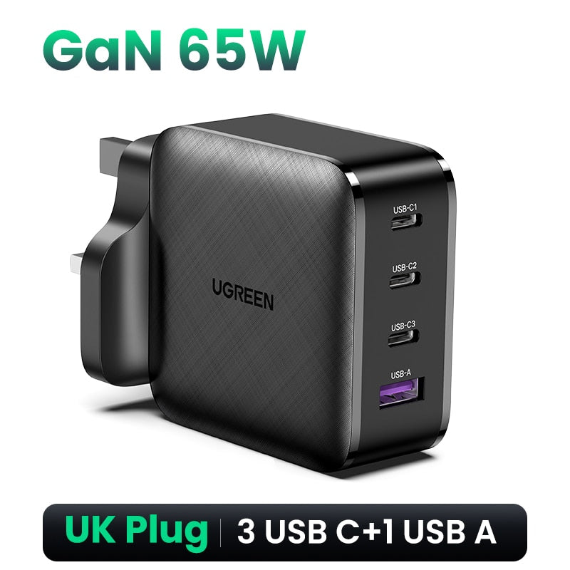 UGREEN 65W GaN Charger Quick Charge 4.0 3.0 Type C PD USB Charger with QC 4.0 3.0 Fast Charger for iPhone 14 13 12 Xiaomi Laptop