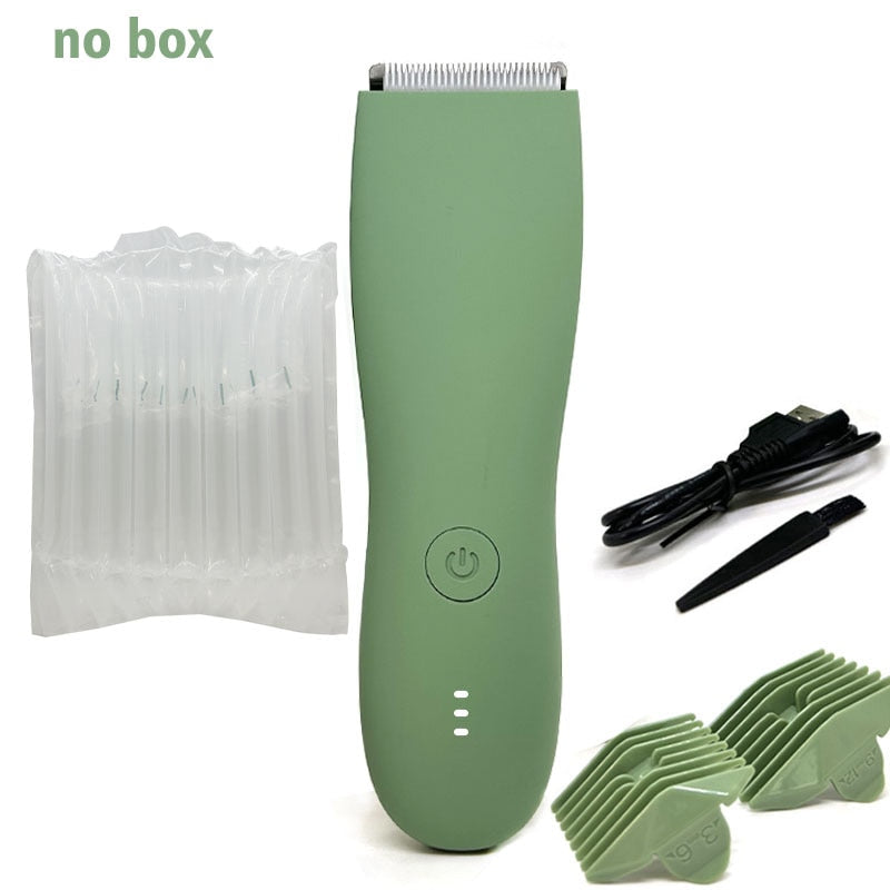 Body Hair Trimmer Shaver for Men Ball Trimmer for Groin Pubic Replaceable Ceramic Blade Groomer Electric Razor Waterproof Clippe