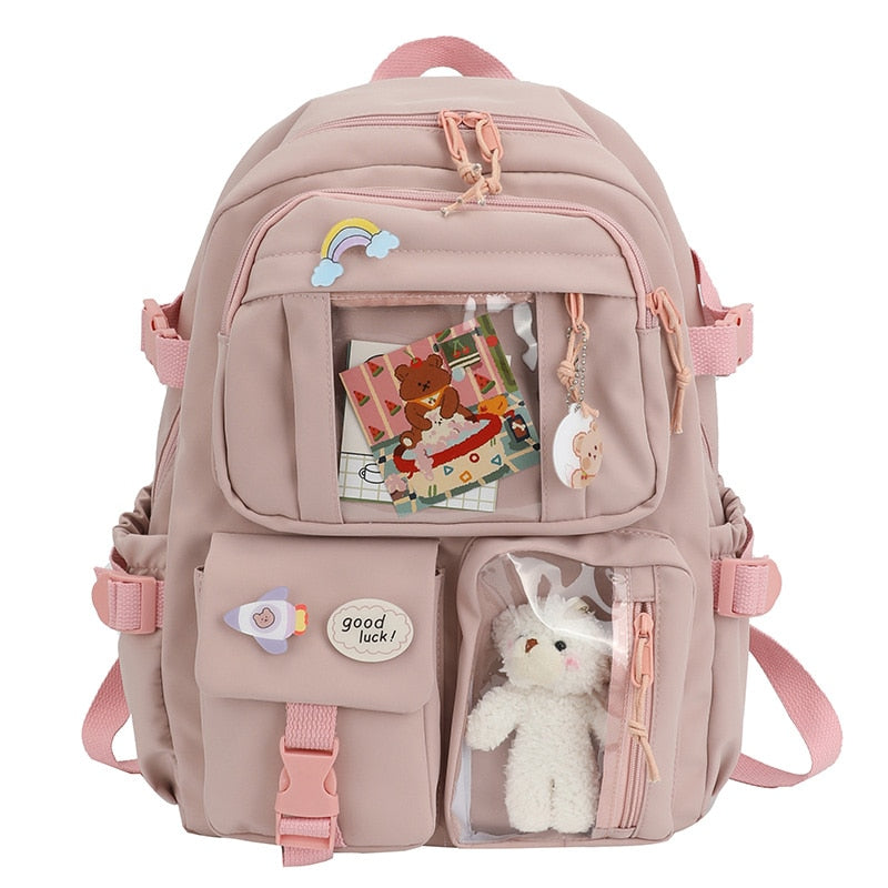 2022Cute Women Backpacks Waterproof Multi-Pocket Nylon School Backpack for Student Female Girls Kawaii Laptop Book Pack Mochilas