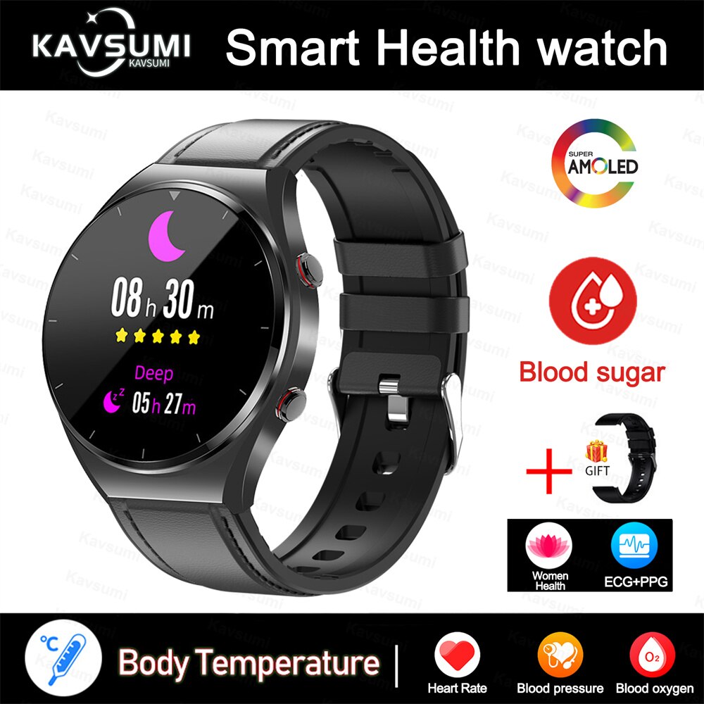 2023 New Non-Invasive Blood Glucose Smart Watch Men Full Touch Screen Sport Fitness Watches Bluetooth For Android ios Smartwatch