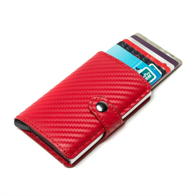 Custom Card Holder Anti-theft Carbon Fiber Wallet Men Credit Card Holder Zipper Coins Pocket Wallet RFID Card Case & Money Clips