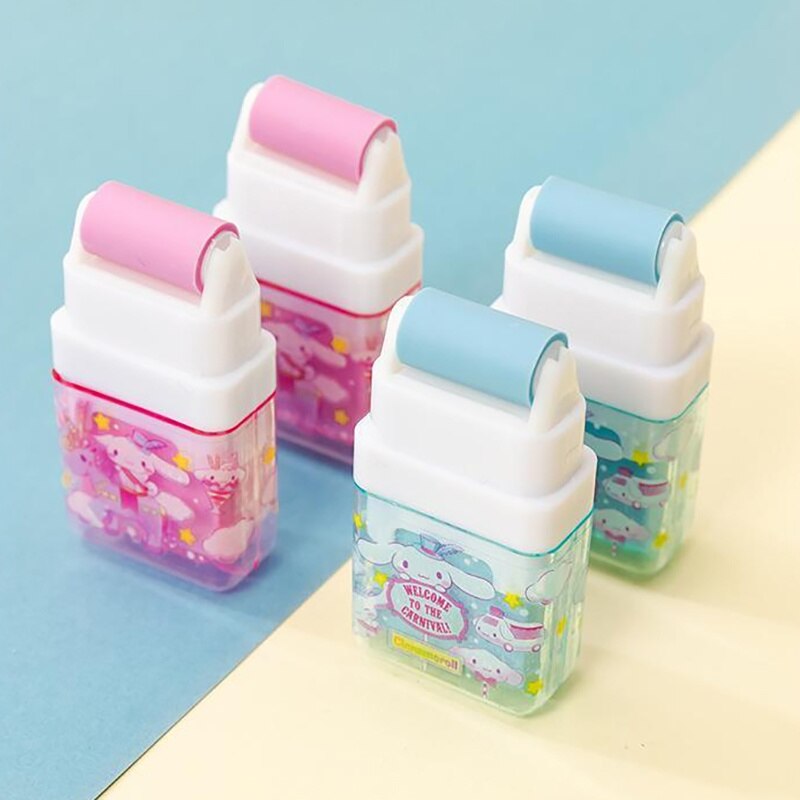 20pcs Sanrio Portable Roller Rubber Eraser Hello Kitty Melody Cinnamoroll Cute Erasers Kids School Supplies Stationery Wholesale