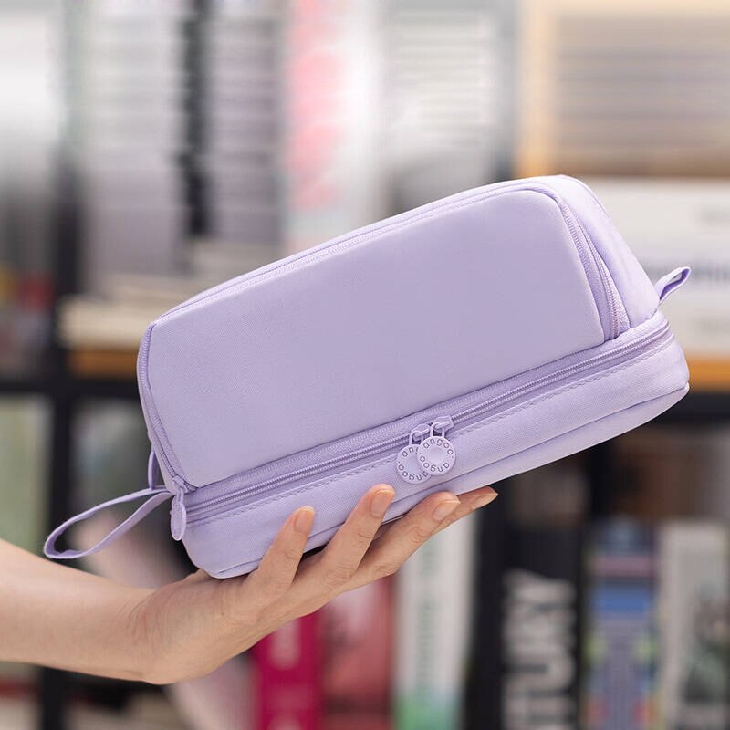 3 or 4 Compartment Purple Large Pencil Case Pen Bag School Student Pencil Cases Cosmetic Bag Stationery Organizer Office Supply