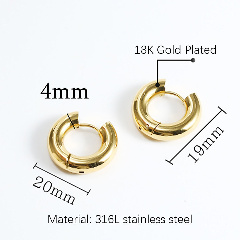 Stainless Steel Hoop Earrings For Women Men Small Gold Color Earring Korea Cartilage Piercing Classic Jewelry Accessories Gifts