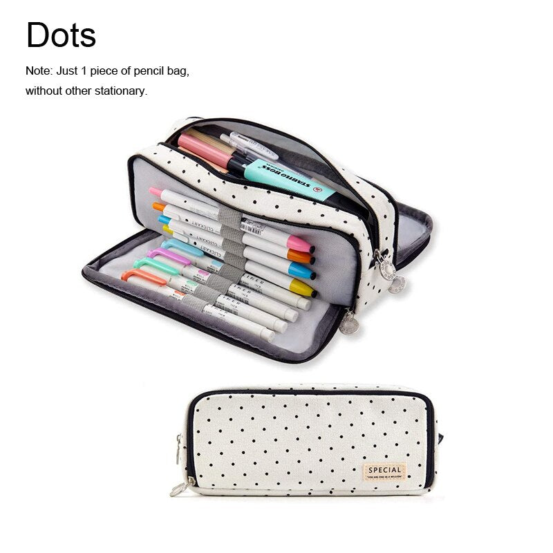 3 or 4 Compartment Purple Large Pencil Case Pen Bag School Student Pencil Cases Cosmetic Bag Stationery Organizer Office Supply