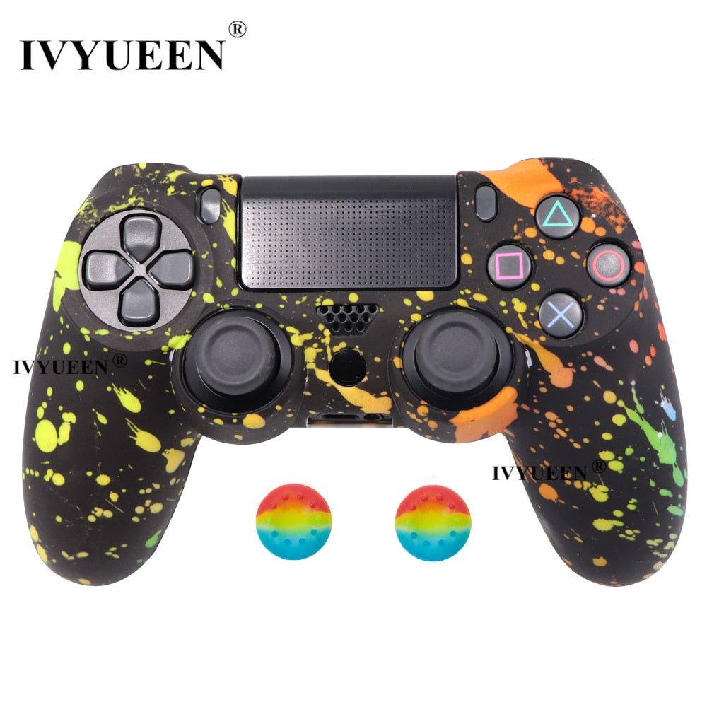 IVYUEEN 19 Colors Silicone Camo Protective Skin Case for Sony Dualshock 4 PS4 DS4 Pro Slim Controller Thumb Grips Joystick Caps