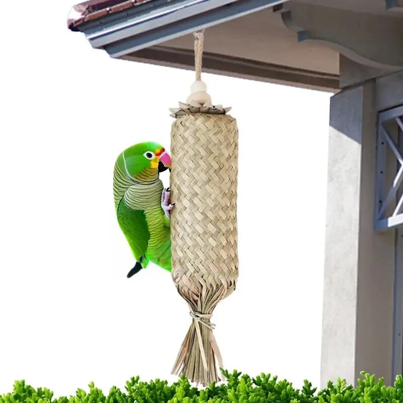 Large Parrot Chew Toys Palm Leaf Nibbling Toy Birds Teeth Cleaning Entertaining Chewers For Conure Cockatiel Bird Cage Accessory