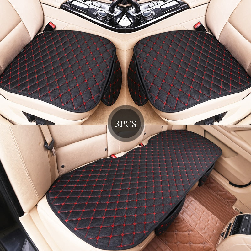 Flax Car Seat Cover Front Rear Back Linen Fabric Cushion Summer Breathable Protector Mat Pad Vehicle Auto Accessories Universal