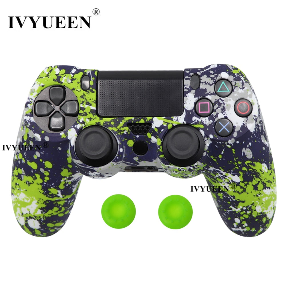 IVYUEEN 19 Colors Silicone Camo Protective Skin Case for Sony Dualshock 4 PS4 DS4 Pro Slim Controller Thumb Grips Joystick Caps