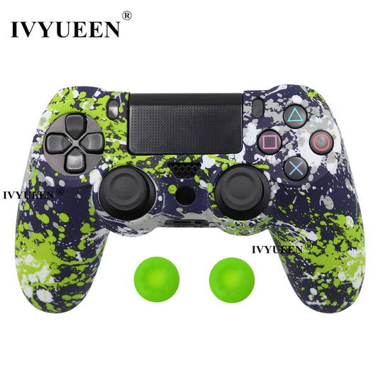 IVYUEEN 19 Colors Silicone Camo Protective Skin Case for Sony Dualshock 4 PS4 DS4 Pro Slim Controller Thumb Grips Joystick Caps