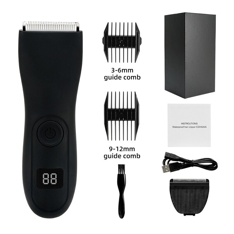 Men's Electric Groin Hair Trimmer Pubic Hair Removal Intimate Areas Body Grooming Clipper Epilator Rechargeable Shaver Razor