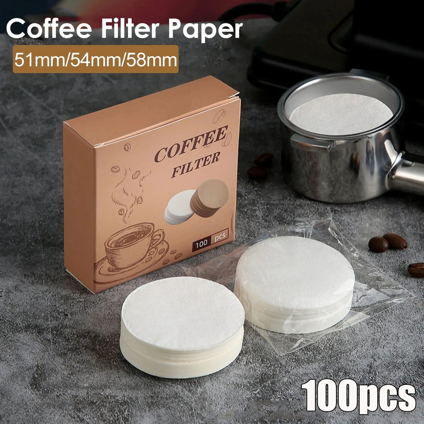 51mm/54mm/58mm Coffee Filter Paper Home Handle Special Powder Bowl Filter Paper Secondary Water Filter Paper Coffee Accessories