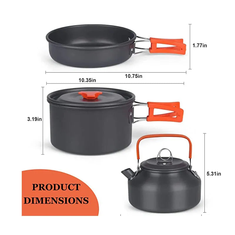 Portable Camping Tableware Cooking Set Outdoor Cookware Pan Pot Bowl Spoon Fork Utensils For Hiking Picnic Travel Wild Campismo