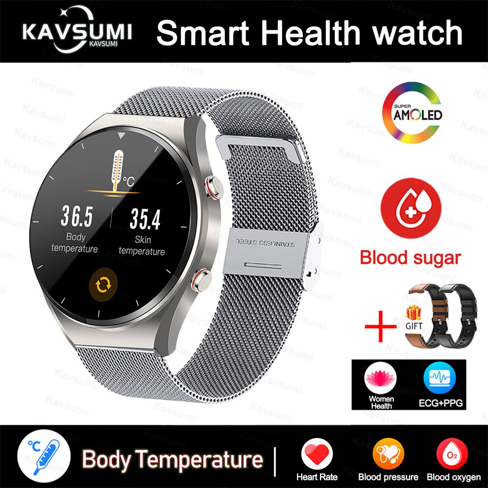 2023 New Non-Invasive Blood Glucose Smart Watch Men Full Touch Screen Sport Fitness Watches Bluetooth For Android ios Smartwatch