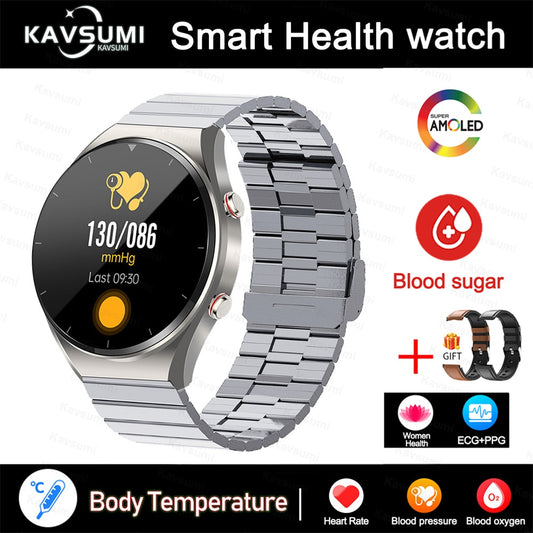 2023 New Non-Invasive Blood Glucose Smart Watch Men Full Touch Screen Sport Fitness Watches Bluetooth For Android ios Smartwatch