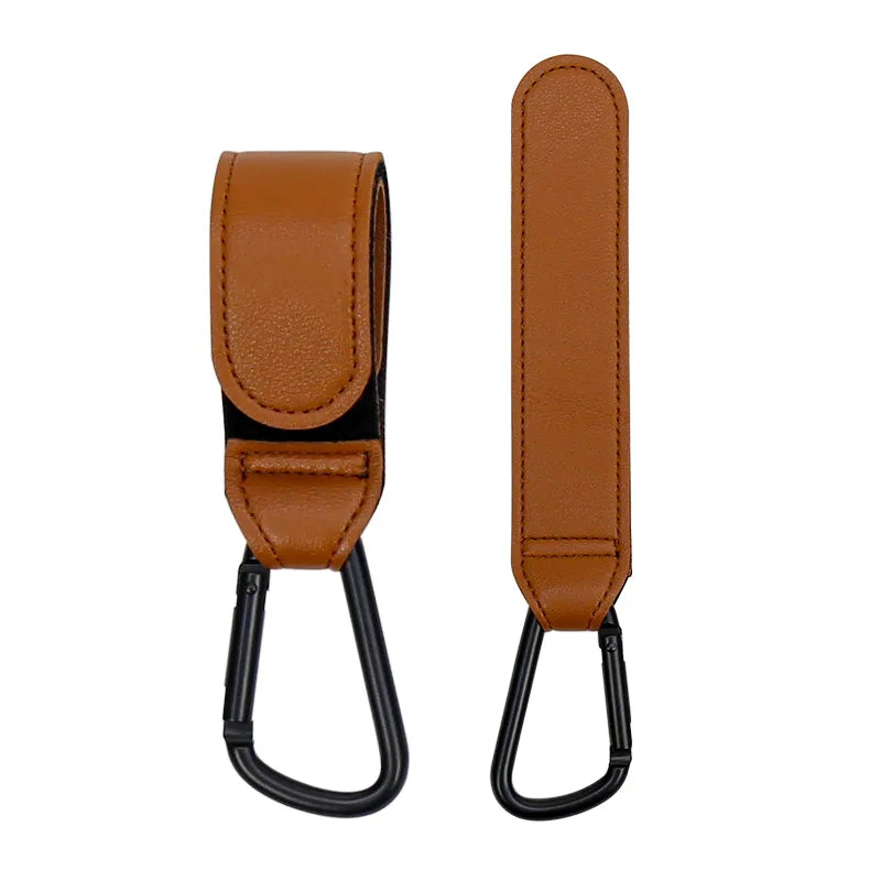 This comfortable and stylish PU leather stroller hook is the perfect solution