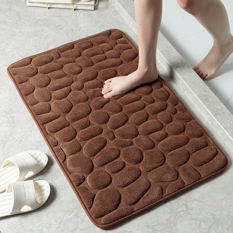 Mat Non-slip Carpets Cobblestone Embossed Bathroom Bath  In Wash Basin Bathtub Side Floor Rug Shower Room Doormat Memory Foam