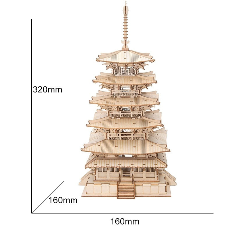 Robotime 3D Wooden Puzzle Game Big Ben Tower Bridge Pagoda Building Model Toys For Children Kids Birthday Gift