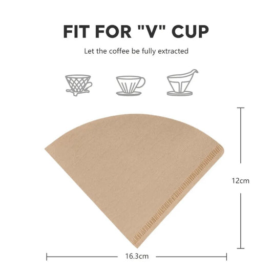 RECAFIMIL Coffee Filter Paper Count Disposable Coffer Filters Natural Cone V-Shaped Unbleached Filter for v60 Coffee Dripper