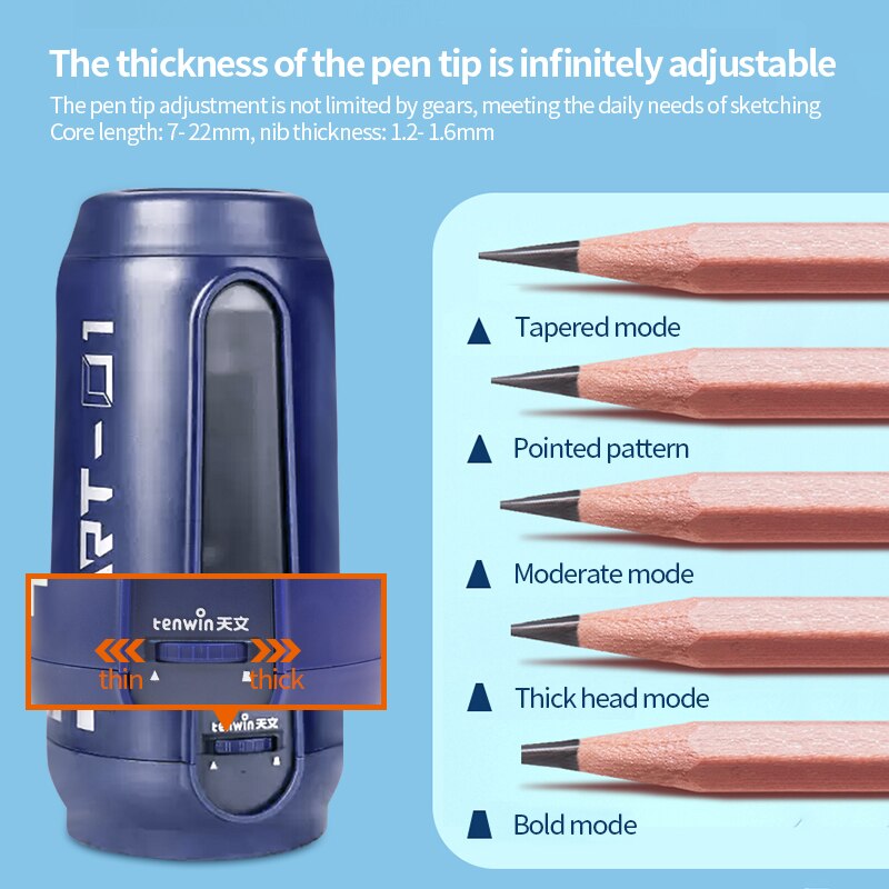 Tenwin 5301 Automatic Electric Pencil Sharpener 6-8mm Pencil Sketching Drawing For Art Student School Stationery