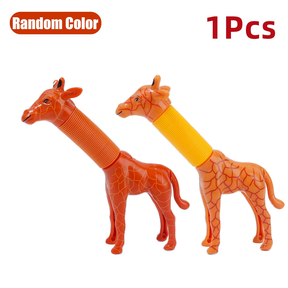 Children Suction Cup Giraffe Toys Pop Tubes Stress Relief Telescopic Giraffe Toy Sensory Bellows Toys Anti-stress Squeeze Toy