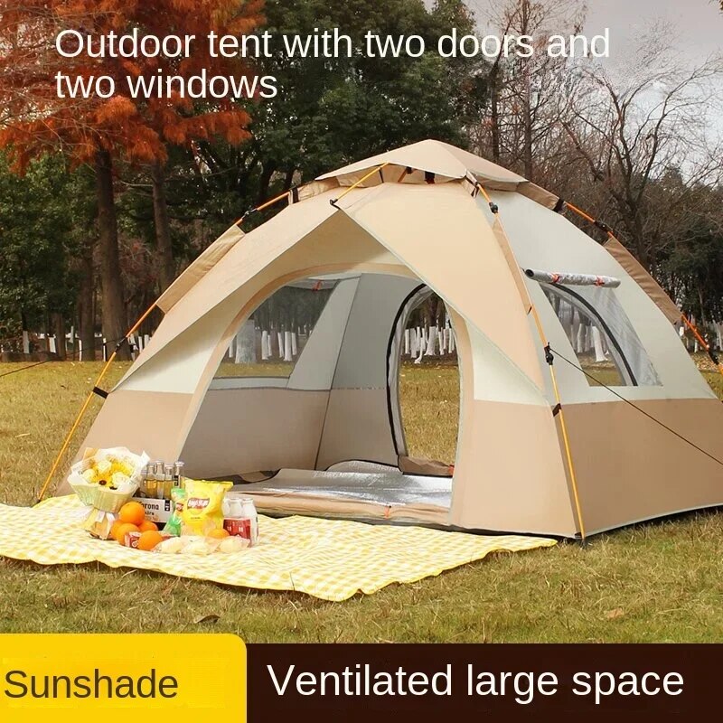 3-4 Person Outdoor Folding Tent Quick Automati Opening Tent Self-driving Wild Camping Tent Waterproof Sunscreen Portable Tent