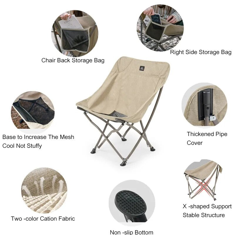 Naturehike Portable Folding Camping Chair Outdoor Moon Chair Collapsible Foot Stool For Hiking Picnic Fishing Chairs Seat Tools