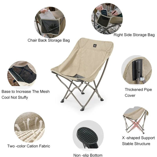 Naturehike Portable Folding Camping Chair Outdoor Moon Chair Collapsible Foot Stool For Hiking Picnic Fishing Chairs Seat Tools