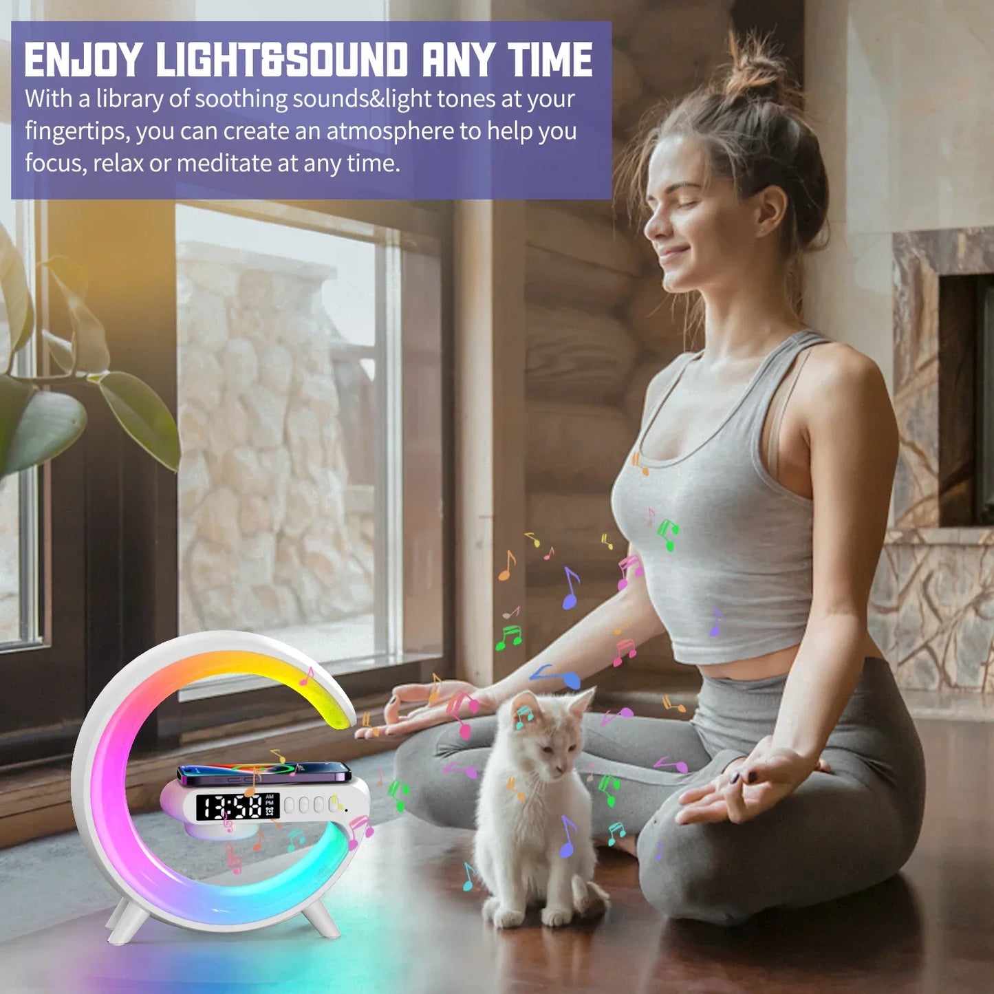 COLSUR Multifunctional Bluetooth Speaker Audio TF RGB Night Light Wireless Charger Stand Pad Station for Phone 14 13 android