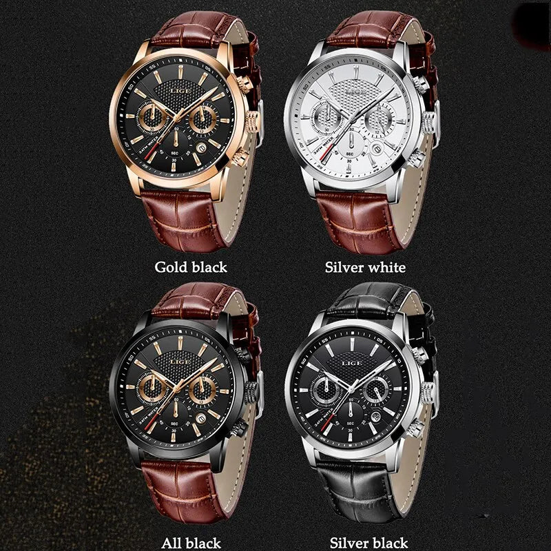 Watches Mens 2023 Top Brand Luxury Casual Leather Quartz Men Watch Man Business Clock Male Sport Waterproof Date Chronograph